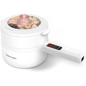 وعاء طهي كهربائي بالبخار، مقلاة متعددة الوظائف غير لاصقة سعة 1.8 لتر، مناسبة للرامين وشرائح اللحم والبيض والأرز والشوفان وزر الحساء الذكي in Kuwait