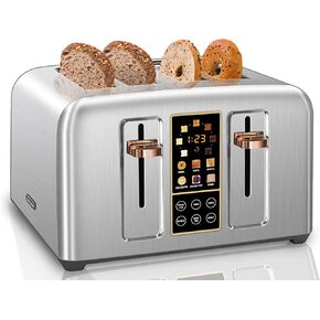 SEEDEEM 4 Slice Stainless Steel Toaster, 1.5" Wide Slots, Dark Metallic | Toaster 4 Slice, 6 Bread Type, 7 Shade Settings, 1.5'' Wide Slots, Cancel/Defrost/Reheat, Removable Crumb Tray, 1800W in Saudi Arabia