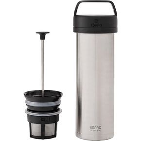 ESPRO P0 Ultralight French Press - Double Walled Stainless Steel Vacuum Insulated Coffee and Tea Maker, 16 Ounce, Brushed Stainless Steel in Kuwait