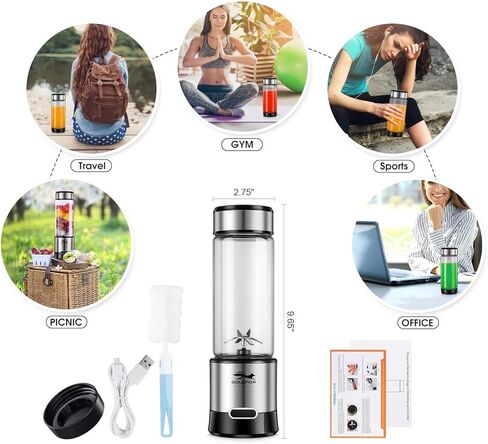 GOLDFOX Portable Blender, USB Rechargeable Personal Blender for Shakes and Smoothies, 15oz Detachable Portable Juicer Cup Small Fruit Juice Mixer for Travel, Gym, Office, etc. (with Brush) in Saudi Arabia