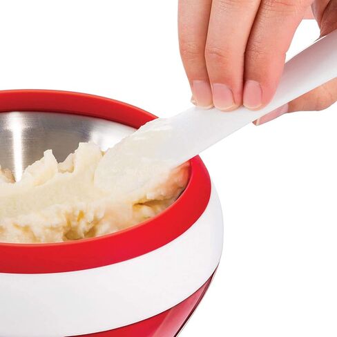 ZOKU Ice Cream Maker and Serve Bowl, Stainless Steel Core, BPA-Free, Red | Create soft serve, frozen yogurt, and ice cream in minutes with a stainless steel freezer core and compact serving bowl in Kuwait