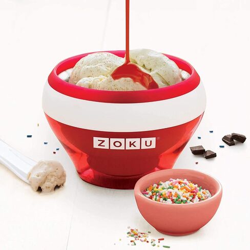 ZOKU Ice Cream Maker and Serve Bowl, Stainless Steel Core, BPA-Free, Red | Create soft serve, frozen yogurt, and ice cream in minutes with a stainless steel freezer core and compact serving bowl in Kuwait