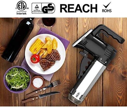 طباخ Sous Vide، جهاز تدوير الغمر الحراري Wancle، مع كتاب الطبخ الإلكتروني للوصفات، مؤقت رقمي دقيق لدرجة الحرارة، فائق الهدوء، 850 واط، 120 فولت، فولاذ مقاوم للصدأ/أسود in Saudi Arabia