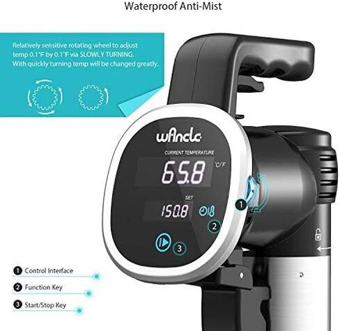 طباخ Sous Vide، جهاز تدوير الغمر الحراري Wancle، مع كتاب الطبخ الإلكتروني للوصفات، مؤقت رقمي دقيق لدرجة الحرارة، فائق الهدوء، 850 واط، 120 فولت، فولاذ مقاوم للصدأ/أسود in Saudi Arabia