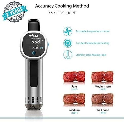 طباخ Sous Vide، جهاز تدوير الغمر الحراري Wancle، مع كتاب الطبخ الإلكتروني للوصفات، مؤقت رقمي دقيق لدرجة الحرارة، فائق الهدوء، 850 واط، 120 فولت، فولاذ مقاوم للصدأ/أسود in Saudi Arabia