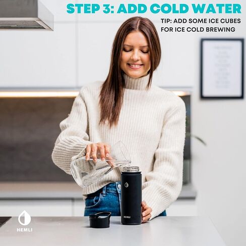 ماكينة صنع القهوة بزجاجة المشروب البارد من هيملي، كوب قهوة معزول ومحمول بسعة 18 أونصة، كوب سفر للمشروبات الباردة مع فلتر من الفولاذ المقاوم للصدأ، مانع للتسرب، محكم الغلق، مقاوم للصدأ in Kuwait