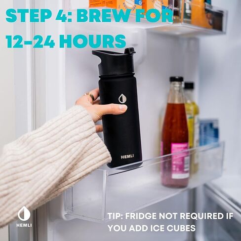 ماكينة صنع القهوة بزجاجة المشروب البارد من هيملي، كوب قهوة معزول ومحمول بسعة 18 أونصة، كوب سفر للمشروبات الباردة مع فلتر من الفولاذ المقاوم للصدأ، مانع للتسرب، محكم الغلق، مقاوم للصدأ in Kuwait