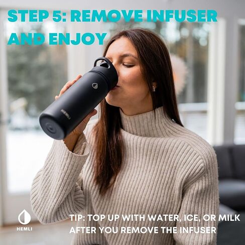 ماكينة صنع القهوة بزجاجة المشروب البارد من هيملي، كوب قهوة معزول ومحمول بسعة 18 أونصة، كوب سفر للمشروبات الباردة مع فلتر من الفولاذ المقاوم للصدأ، مانع للتسرب، محكم الغلق، مقاوم للصدأ in Kuwait