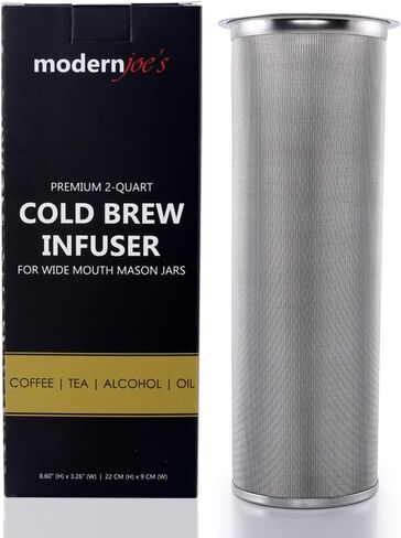 MODERNJOE'S Premium Infuser Cold Brew Coffee Maker for 1 Quart Wide Mouth Mason Jars. Cold Brew Coffee Filter. Perfect for Ice Coffee and Tea. 50 Micron EXTRA Fine Mesh 304 Stainless Steel in Kuwait