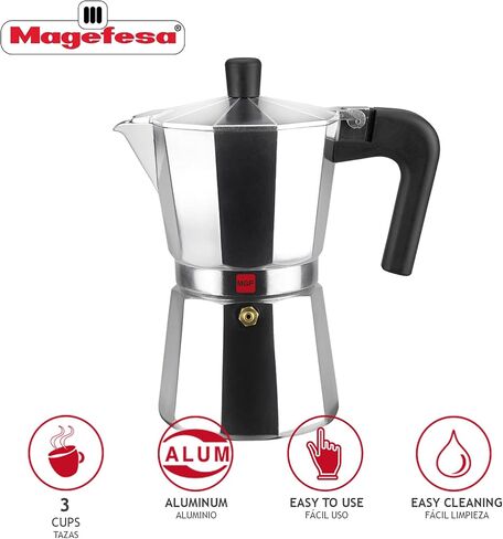 MAGEFESA KENIA - Stovetop Espresso Coffee Maker, 9 cups Size, make your own home italian coffee with this moka pot, made in extra thick aluminum, safe and easy to use, cafetera, café in Kuwait
