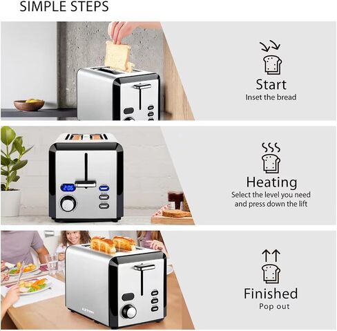 Smart Toaster, KETIAN Touch Screen Toaster 2 Slice,High-speed Automatic Settings, Bagel English Muffins Toast Pastry Waffles Bread Toaster,Stainless Steel in Saudi Arabia