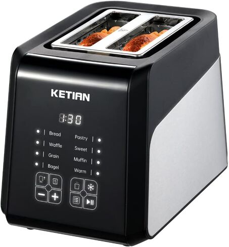 Smart Toaster, KETIAN Touch Screen Toaster 2 Slice,High-speed Automatic Settings, Bagel English Muffins Toast Pastry Waffles Bread Toaster,Stainless Steel in Saudi Arabia