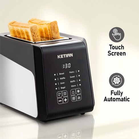 Smart Toaster, KETIAN Touch Screen Toaster 2 Slice,High-speed Automatic Settings, Bagel English Muffins Toast Pastry Waffles Bread Toaster,Stainless Steel in Saudi Arabia