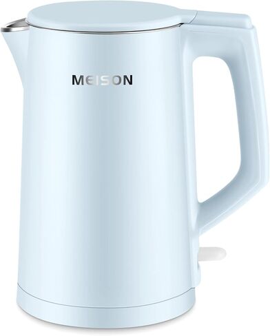 MEISON Electric Kettle, 1.7 L Double Wall Food Grade Stainless Steel Interior Water Boiler, Coffee Pot & Tea Kettle, Auto Shut-Off and Boil-Dry Protection, 1200W, 2 Year Warranty(Black) in Kuwait