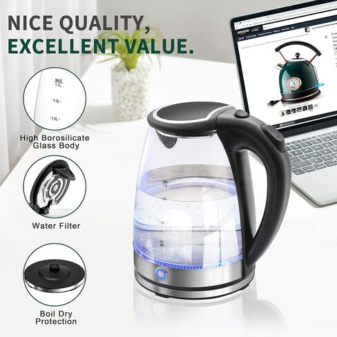 Electric Kettle Temperature Control with 4 Presets, Keep Warm 1.7L Electric Tea Kettle & Hot Water Boiler, Auto-Off & Boil-Dry Protection, BPA Free, Black in Saudi Arabia