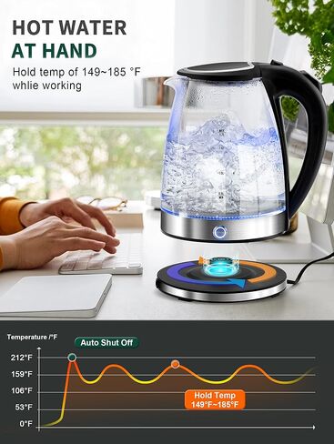 Electric Kettle Temperature Control with 4 Presets, Keep Warm 1.7L Electric Tea Kettle & Hot Water Boiler, Auto-Off & Boil-Dry Protection, BPA Free, Black in Saudi Arabia