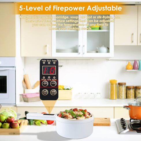 وعاء طهي كهربائي بالبخار، مقلاة متعددة الوظائف غير لاصقة سعة 1.8 لتر، مناسبة للرامين وشرائح اللحم والبيض والأرز والشوفان وزر الحساء الذكي in Kuwait