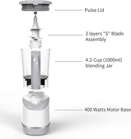 خلاط لا ريفوز متعدد الوظائف على سطح الطاولة بقدرة 400 وات مع وعاء تقطيع سعة 4.2 كوب، للمزج والخلط والفرم، باللون الأبيض in Kuwait