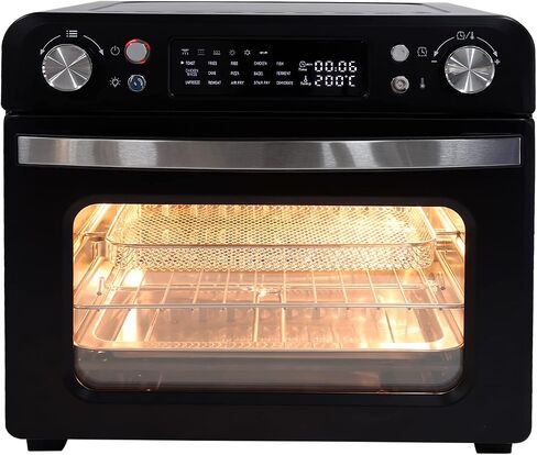 Betensh-us Air Fryer Toaster Oven, Roaster, Broiler, Rotisserie, Dehydrator, Pizza Oven , LED Display & Control Dial, 1700W, UL Listed (Black double 23 L) in Saudi Arabia
