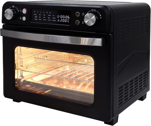 Betensh-us Air Fryer Toaster Oven, Roaster, Broiler, Rotisserie, Dehydrator, Pizza Oven , LED Display & Control Dial, 1700W, UL Listed (Black double 23 L) in Saudi Arabia