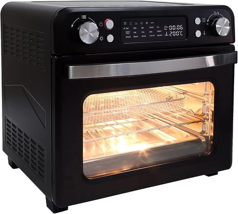 Betensh-us Air Fryer Toaster Oven, Roaster, Broiler, Rotisserie, Dehydrator, Pizza Oven , LED Display & Control Dial, 1700W, UL Listed (Black double 23 L) in Saudi Arabia