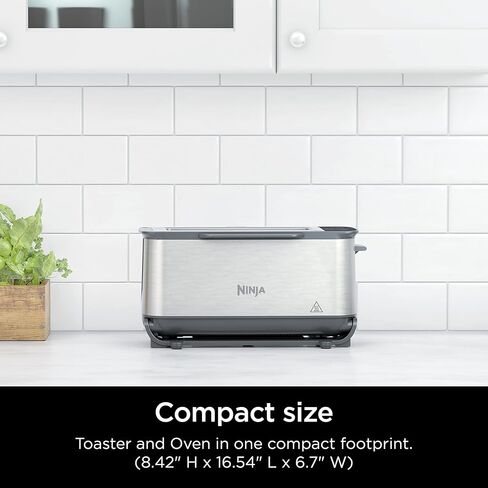 Ninja ST100 Foodi 2-in-1 Flip Toaster, 2-Slice Capacity, Compact Toaster Oven, Snack Maker, 1500 Watts, Stainless Steel in Saudi Arabia