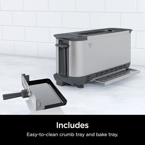 Ninja ST100 Foodi 2-in-1 Flip Toaster, 2-Slice Capacity, Compact Toaster Oven, Snack Maker, 1500 Watts, Stainless Steel in Saudi Arabia