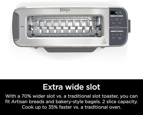 Ninja ST100 Foodi 2-in-1 Flip Toaster, 2-Slice Capacity, Compact Toaster Oven, Snack Maker, 1500 Watts, Stainless Steel in Saudi Arabia