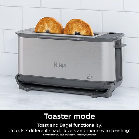 Ninja ST100 Foodi 2-in-1 Flip Toaster, 2-Slice Capacity, Compact Toaster Oven, Snack Maker, 1500 Watts, Stainless Steel in Saudi Arabia