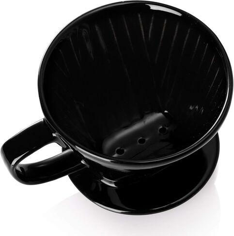 Yesland 2 Pack Ceramic Coffee Dripper Filter, 10 Oz Coffee Pour Over with 3 Holes, Reusable & Portable Brewing Coffee Dripper 1-4 Cup for Home & Office(Black) in Saudi Arabia