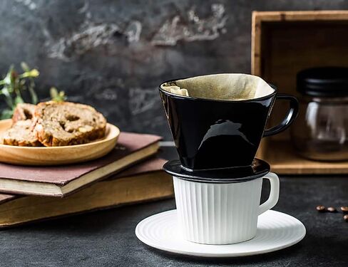 Yesland 2 Pack Ceramic Coffee Dripper Filter, 10 Oz Coffee Pour Over with 3 Holes, Reusable & Portable Brewing Coffee Dripper 1-4 Cup for Home & Office(Black) in Saudi Arabia