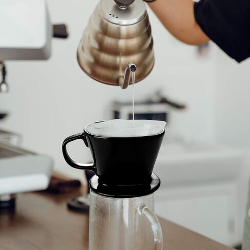 Yesland 2 Pack Ceramic Coffee Dripper Filter, 10 Oz Coffee Pour Over with 3 Holes, Reusable & Portable Brewing Coffee Dripper 1-4 Cup for Home & Office(Black) in Saudi Arabia
