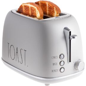 Rae Dunn Retro Rounded Bread Toaster, 2 Slice Stainless Steel Toaster with Removable Crumb Tray, Wide Slot with 6 Browning Levels, Bagel, Defrost and Cancel Options (Black)