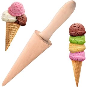 جير متوفر بكرة مخروطية من كرومكاكي، اداة تشكيل مخروطية الوافل، قالب خشبي للمعجنات والايس كريم المخروطي، ادوات صنع الحلويات والطبخ وتزيين الخبز in Kuwait