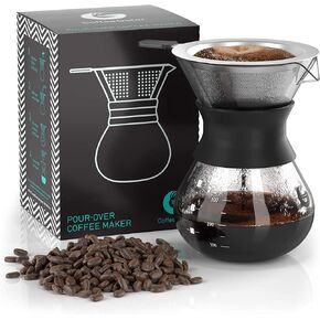 Coffee Gator Pour Over Coffee Maker - 27oz | High Heat Borosilicate Glass with Reusable Stainless Steel Filter, Drip Coffee Brewer Dripper Set Carafe, 800ml Clear in Saudi Arabia