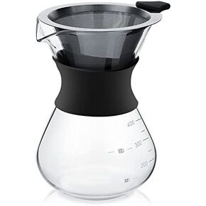 Coffee Maker, Manual Hand Drip 400ml Coffee Moka Glass Pot with Stainless Steel Filter Coffee Stove Top Machine Coffee Jug Set in Kuwait