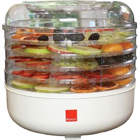 Ronco for Beef, Turkey, Chicken, Fish Jerky, Fruits, Vegetables 5-Tray Dehydrator, Food Preserver Quiet & Easy Operation, Classic White in Kuwait
