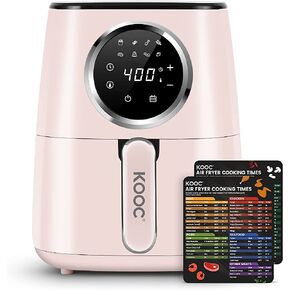 [NEW] KOOC Large Air Fryer, 4.5-Quart Electric Hot Oven Cooker, Free Cheat Sheet for Quick Reference Guide, LED Touch Digital Screen, 8 in 1, Customized Temp/Time, Nonstick Basket, Pink