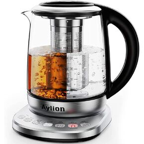 غلاية كهربائية ذكية مع تحكم في درجة الحرارة، 5 اعدادات مسبقة مع مصفاة قابلة للازالة، تحافظ على الدفء لمدة ساعتين مع اغلاق تلقائي، 1.7 لتر، زجاج وستانلس ستيل، خالية من البيسفينول ايه in Kuwait