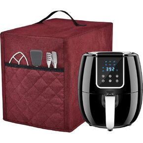 Air Fryer Dust Cover with 2 Accessory Pocket,Waterproof,Easy cleaning (FIT FOR 2.8-4.8 QUART, burgundy)