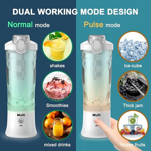 Mulli Portable Blender,USB Rechargeable Personal Mixer for Smoothie and Shakes, Mini Blender with Six Blades for Baby Food,Travel,Gym and More in Saudi Arabia