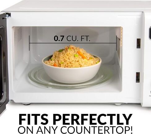 فرن ميكروويف نوستالجيا ريترو مدمج على سطح الطاولة 0.7 قدم مكعب. قدم. 700 واط مع شاشة رقمية إل إي دي، قفل للأطفال، تصميم داخلي سهل التنظيف، أبيض in Kuwait