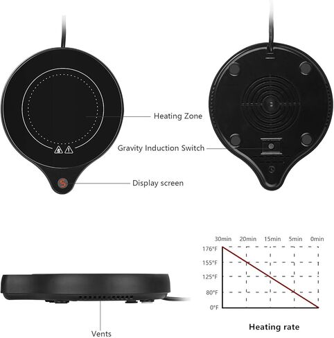 New Coffee Mug Warmer and Office Warmer, Electric Beverage Warmer with 5 Temperature Settings, Coffee Warmer for Cocoa Milk Milk, Auto On/Off Gravity-Induction Mug Warmer for Office Desk Use in Saudi Arabia