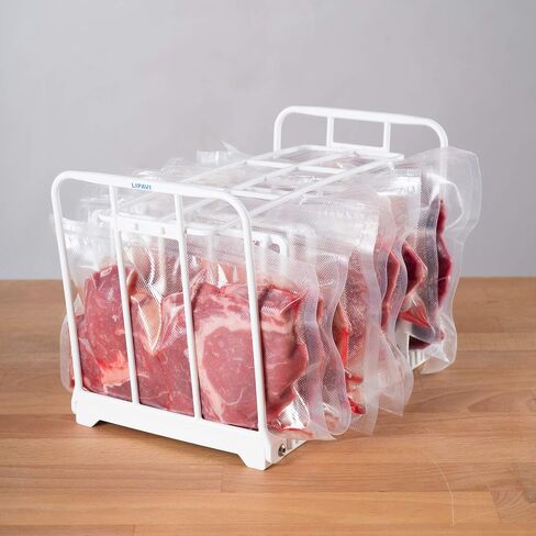 حامل LIPAVI N15X Sous Vide مع مضاد للطفو - قابل للتعديل وقابل للطي، ويضمن الدفء المتساوي مع طهي Sous Vide - بولي كربونات بيضاء مع أوزان من الفولاذ المقاوم للصدأ 316L - مربع L: 8.3 عرض: 6.4 ارتفاع: 7 بوصة - يناسب حاوية LIPAVI C15 in Kuwait
