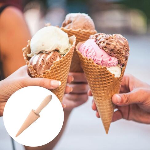 جير متوفر بكرة مخروطية من كرومكاكي، اداة تشكيل مخروطية الوافل، قالب خشبي للمعجنات والايس كريم المخروطي، ادوات صنع الحلويات والطبخ وتزيين الخبز in Kuwait