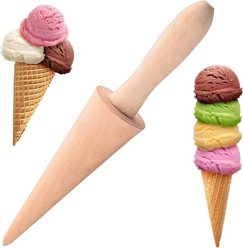 جير متوفر بكرة مخروطية من كرومكاكي، اداة تشكيل مخروطية الوافل، قالب خشبي للمعجنات والايس كريم المخروطي، ادوات صنع الحلويات والطبخ وتزيين الخبز in Kuwait
