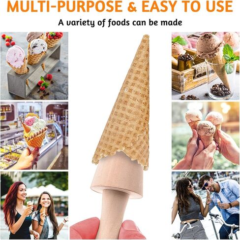 جير متوفر بكرة مخروطية من كرومكاكي، اداة تشكيل مخروطية الوافل، قالب خشبي للمعجنات والايس كريم المخروطي، ادوات صنع الحلويات والطبخ وتزيين الخبز in Kuwait