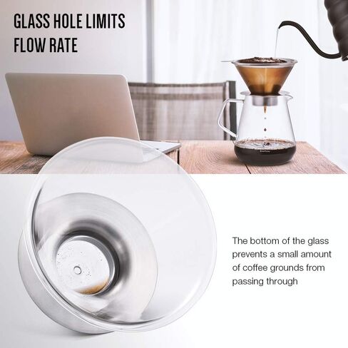 Soulhand Pour Over Coffee Maker Set | 1~4 Cups Coffee Pour Over Set | Includes Stainless Steel Coffee Dripper, 17oz/500ml Gooseneck Kettle, Heat-resistant Carafe & 50pcs Filter Paper in Saudi Arabia