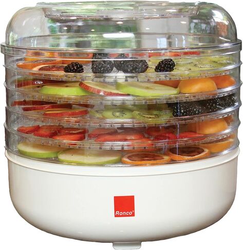 Ronco for Beef, Turkey, Chicken, Fish Jerky, Fruits, Vegetables 5-Tray Dehydrator, Food Preserver Quiet & Easy Operation, Classic White in Kuwait