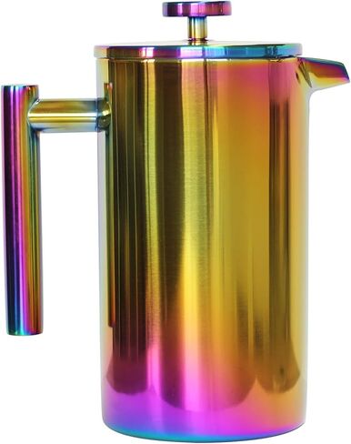 French Press Coffee Maker – 1 or 2 Cups Small Stainless Steel Coffee Maker Double Walled French Press Rainbow 12oz/350ml in Saudi Arabia
